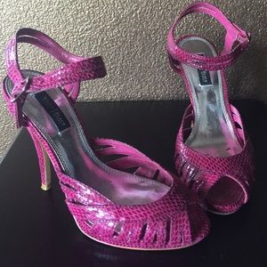 White House Black Market Fuchsia Ankle Stilettos