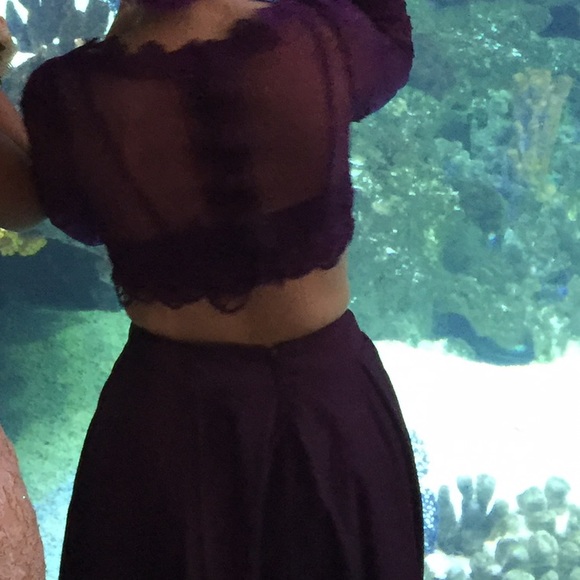 Purple lace two piece prom dress - Picture 4 of 4