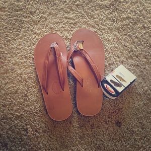 Rainbow flip flops