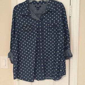 Polka dot chambray shirt