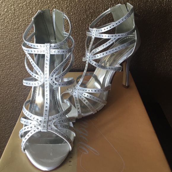 David's Bridal dyeable heels w/rhinestone accents