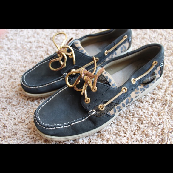 Black & Cheetah Sperry's in Good Condition
