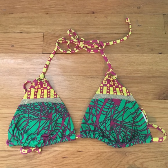 Multicolored patterned bikini top