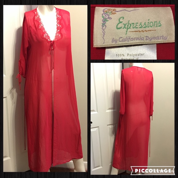 California Dynasty  Other - 👒Size Small Red Sheer Sexy Tie Front Robe Lace