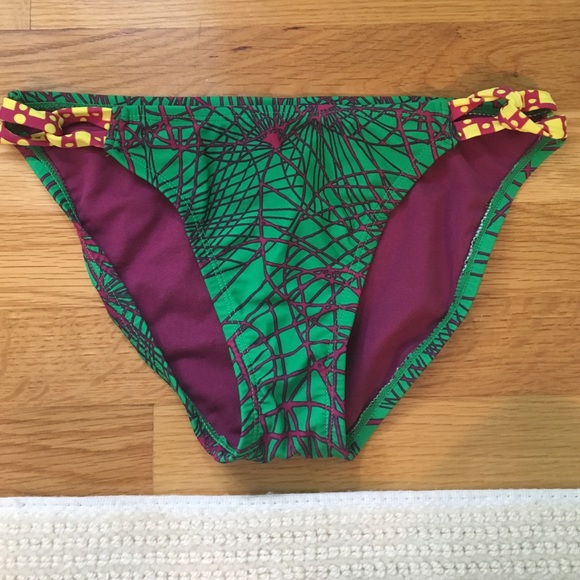 Multicolored patterned bikini bottoms