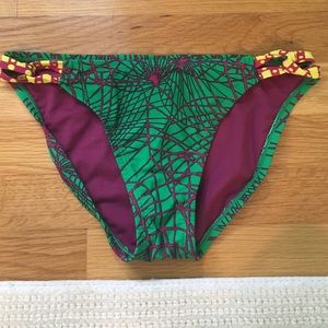 Multicolored patterned bikini bottoms