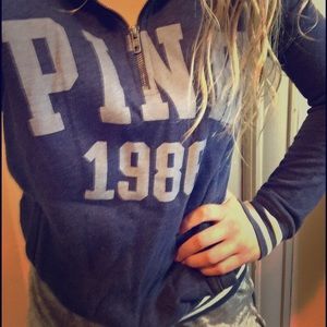 PINK collared half zip sweater