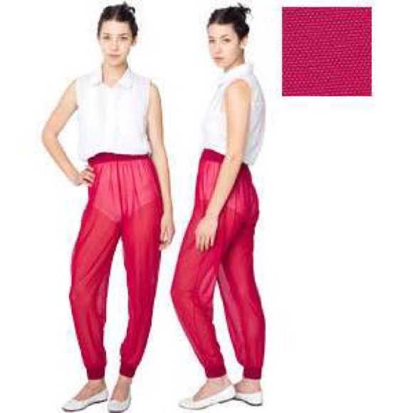 New Red American Apparel Micro Mesh Jumper Pant S