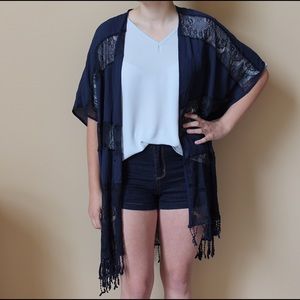 Navy Lace Kimono