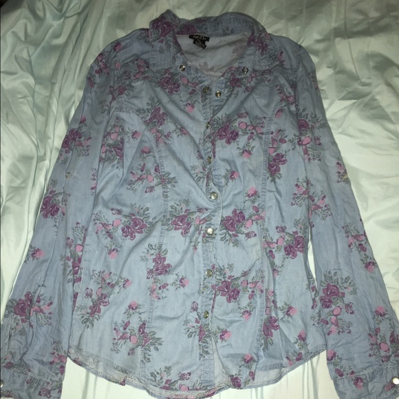 Jean floral button up