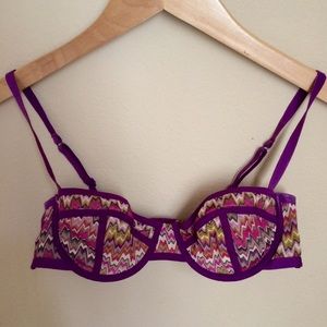 Missoni 34A XS/ S Bralette Balconette Purple Print