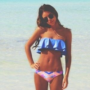 Blue Ruffle Bandeau