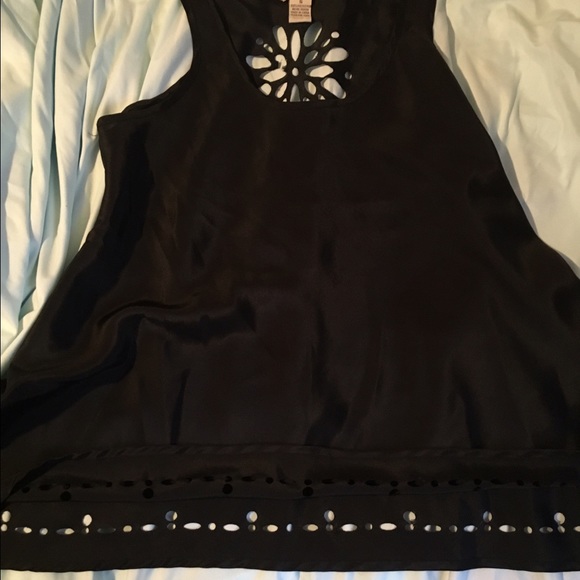 Black blouse with floral openings