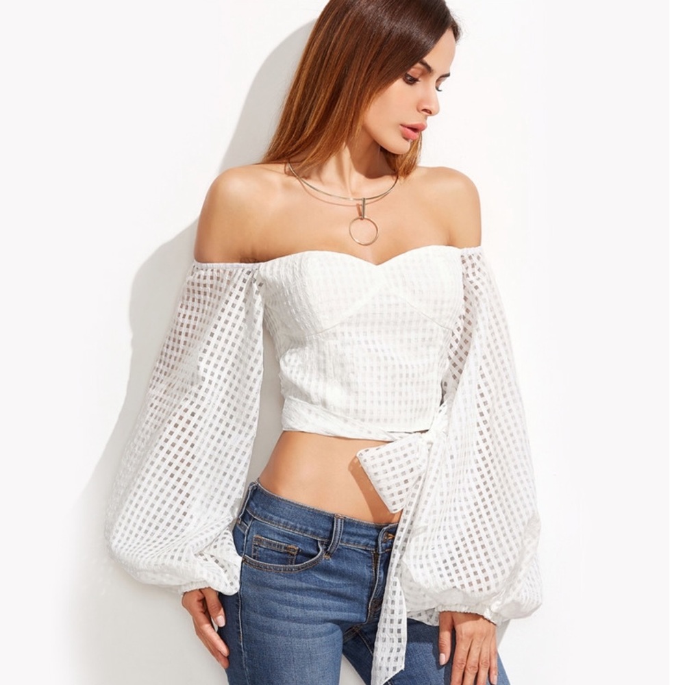 White Boho Bow eyelet top!