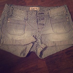 white and blue stripped shorts!