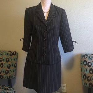 Jacket & skirt Brown Pin Stripped Suit-Size: 11/12