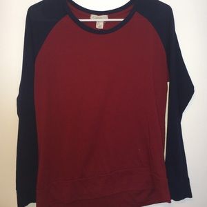 Red & Blue long sleeve baseball tee