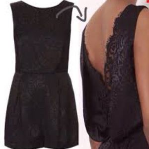 Jacquard Lace Black Playsuit from top shop