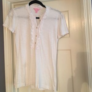 Lilly Pulitzer, Medium white Ruffled t-shirt. EUC