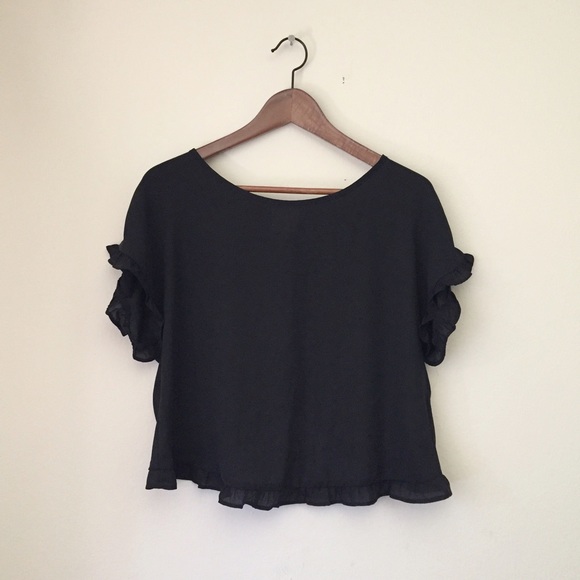 Black Ruffled Top - Picture 1 of 2