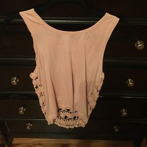 Blush tank top with cut out back