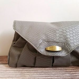 Gray Faux Leather Clutch