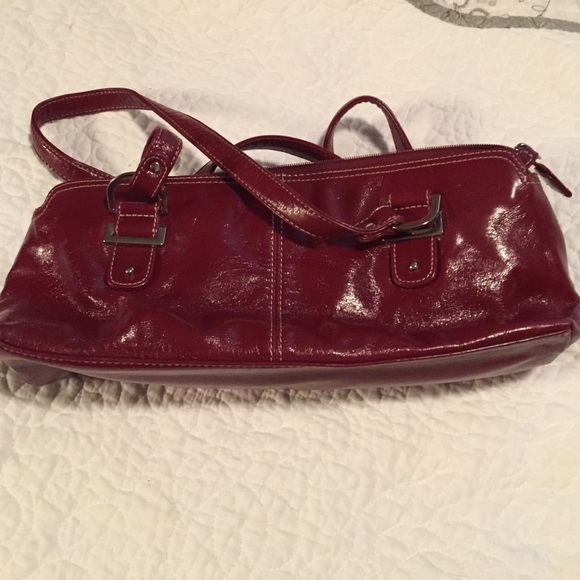 Burgundy bag.