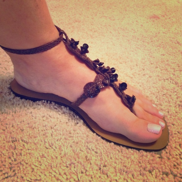 Brown leather strappy sandals