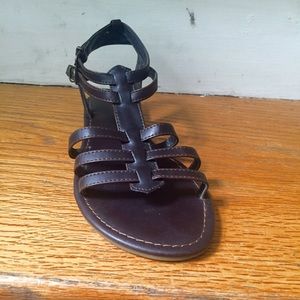 Brown Faux Leather Gladiator Sandals
