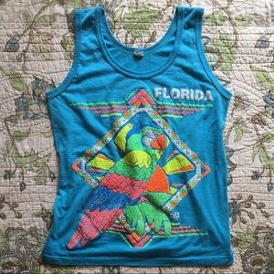 Vintage 90s neon Florida bird tank top