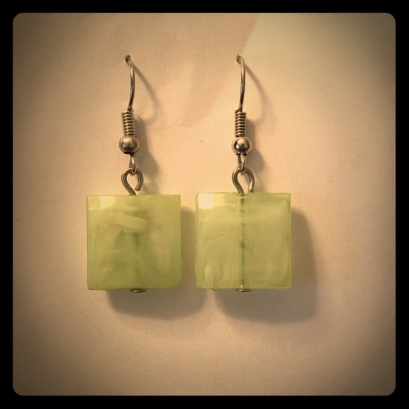 green dangle earrings