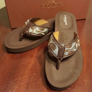 Coach Judy Signature Canvas Flip Flop Sandals