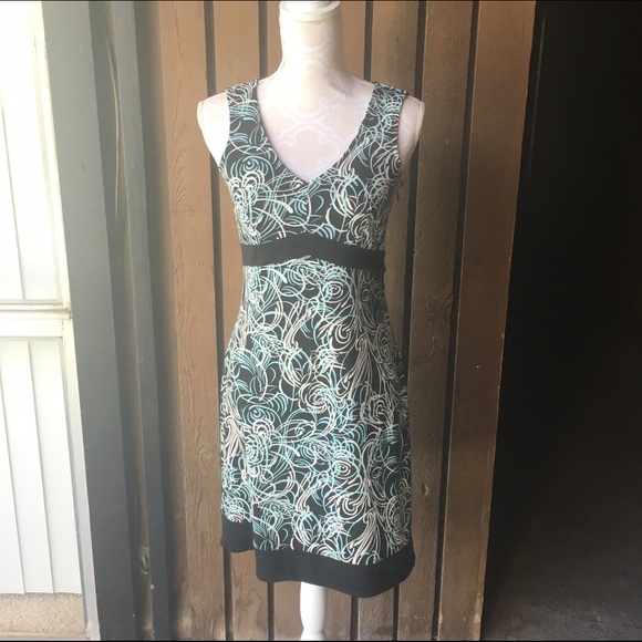 LOFT Petite Blue and Black Dress