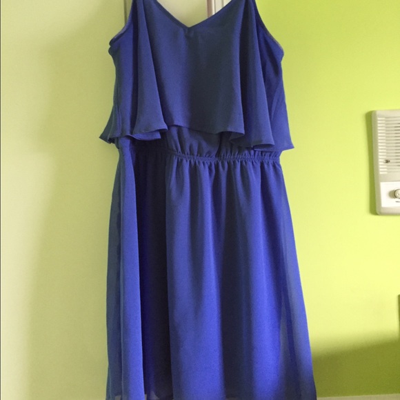 Express blue summer dress with adjustable straps!