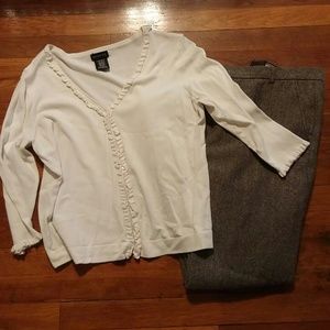 3/4 sleeve cardigan with ruffle detail