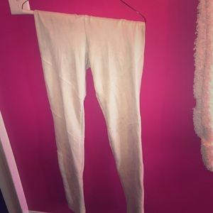 Cream Suede Leggings