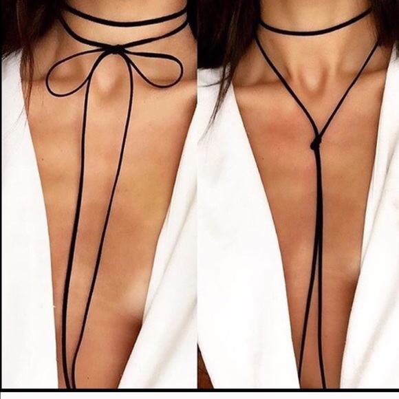 On trend wrap/choker/dangle necklace - Picture 2 of 4