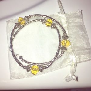 Silver and Amber Wrapped Bangle