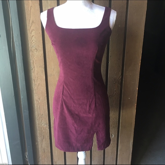 Sexy Burgundy Dress with Slit