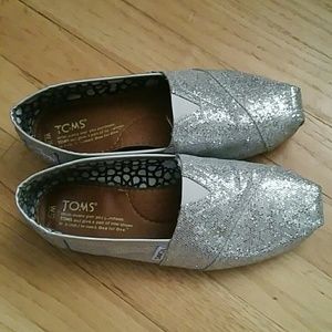 Silver Toms Boat Shoes