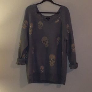 Gray and gold skull sweater from torrid