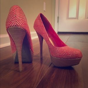 Coral and nude heels