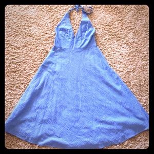 J. Crew cornflower blue seersucker halter dress