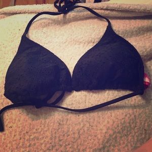 XL Black with Embroidered Design Bikini Top