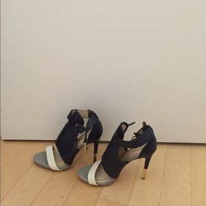 Blue & White Heeled Sandals