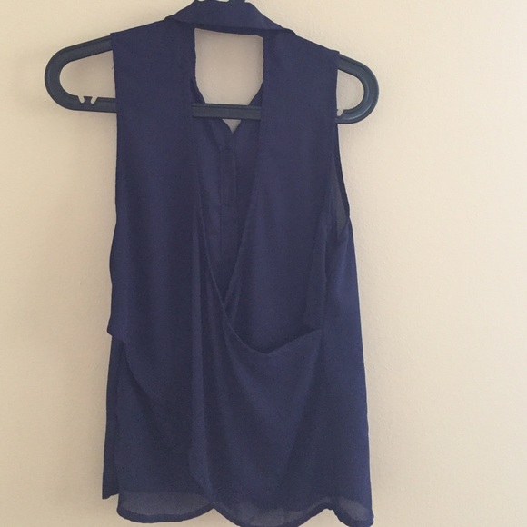 Navy Blue Open Back Tank - Picture 2 of 2