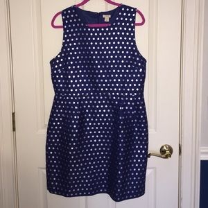 Navy silver polka dots J. Crew shift dress