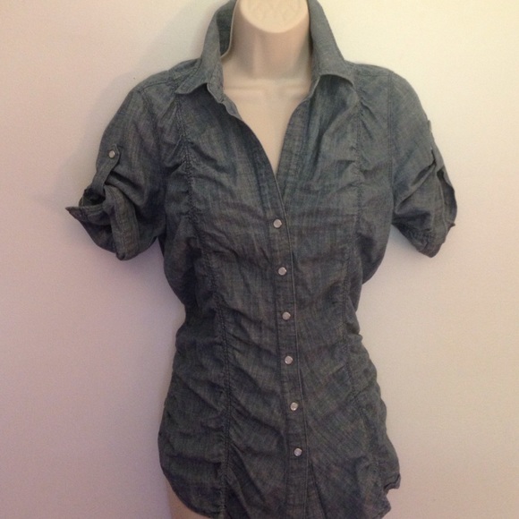 Express Button Down Denim Blouse