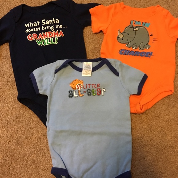 3 various 3-6 month onsies