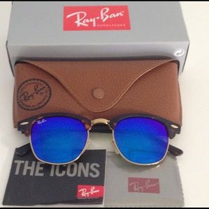 Ray ban clubmaster 1145/17 blue mirror tortoise